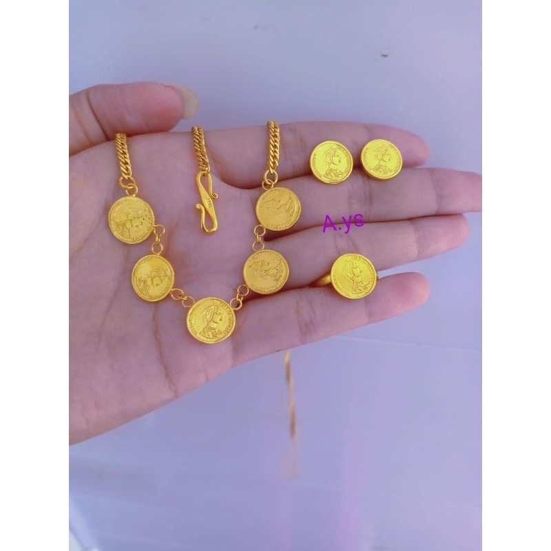 Set koin 5 perhiasan bali rante titanium perhiasan wanita