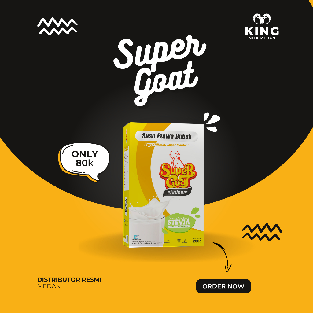 

SUSU SUPER GOAT SUSU KAMBING ETAWA GULA STEVIA SUPERGOAT | 100% Original | 250 gram -