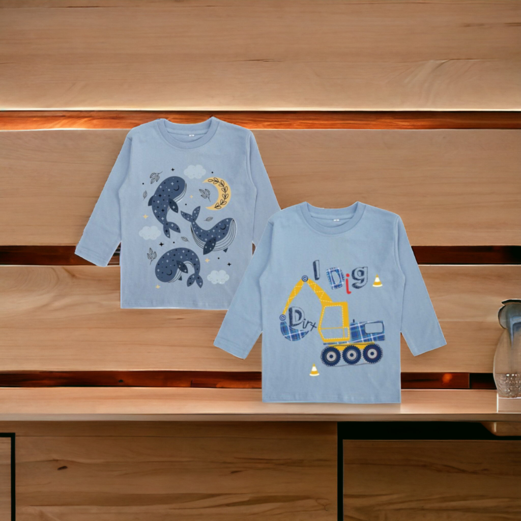 Kaos Anak Perempuan Lengan Panjang - Atasan Anak - Warna Ungu Lilac