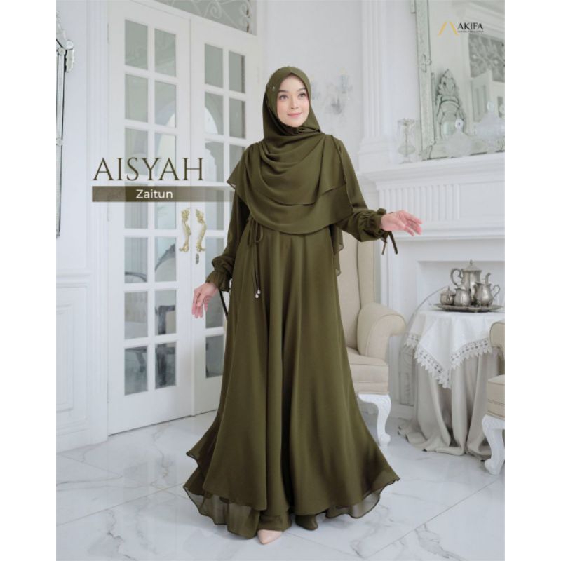 Aisyah gamis full ceruty baby doll set Khimar by akifa