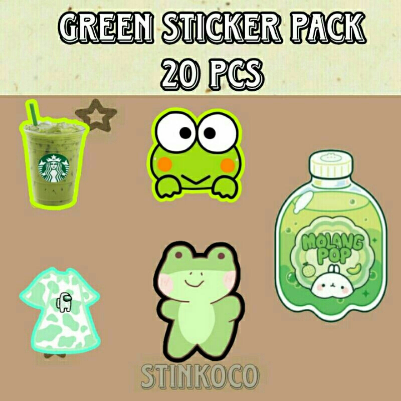 

[20PCS] STICKER GREEN ISI 20 STICKER