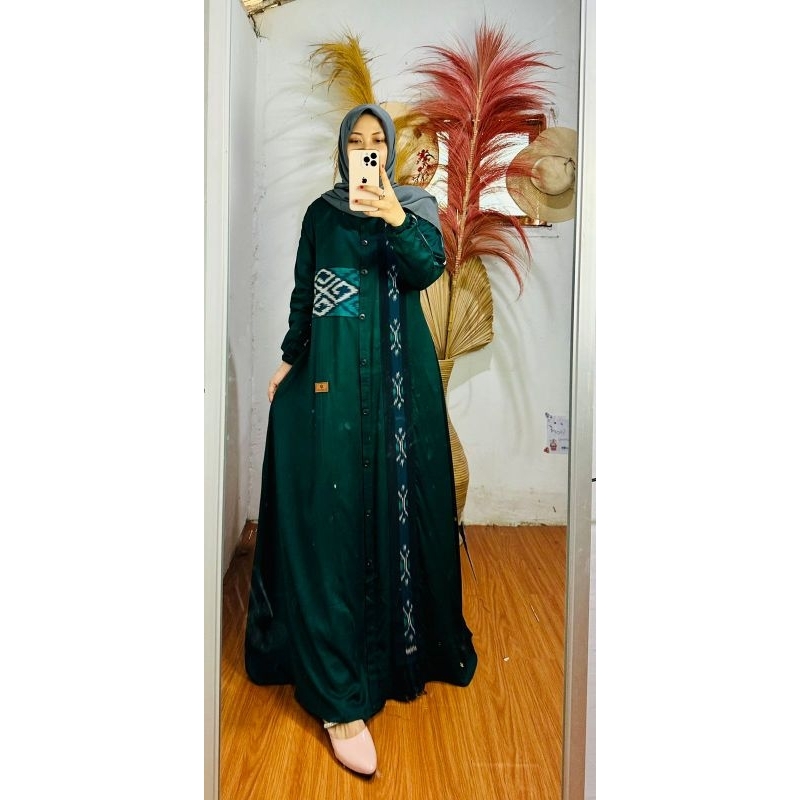 DAILY DRESS TENUN BOTTLE GREEN BY FAREECHA.GAMIS TENUN OFF WHITE FAREECHA. GAMIS TENUN.GAMIS TWILL F