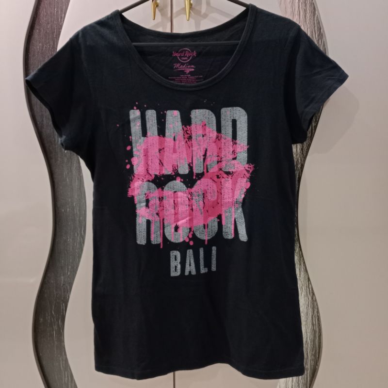 Kaos Wanita Tshirt Hitam Hard Rock Cafe Bali Original ukuran M