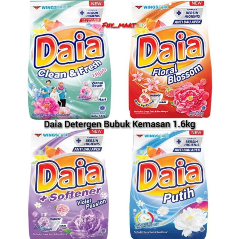 Daia Detergen Bubuk 1.6kg / Daia Detergent 1.6kg / Detergen Daia Serbuk Bubuk Kemasan Jumbo 1,6 kg