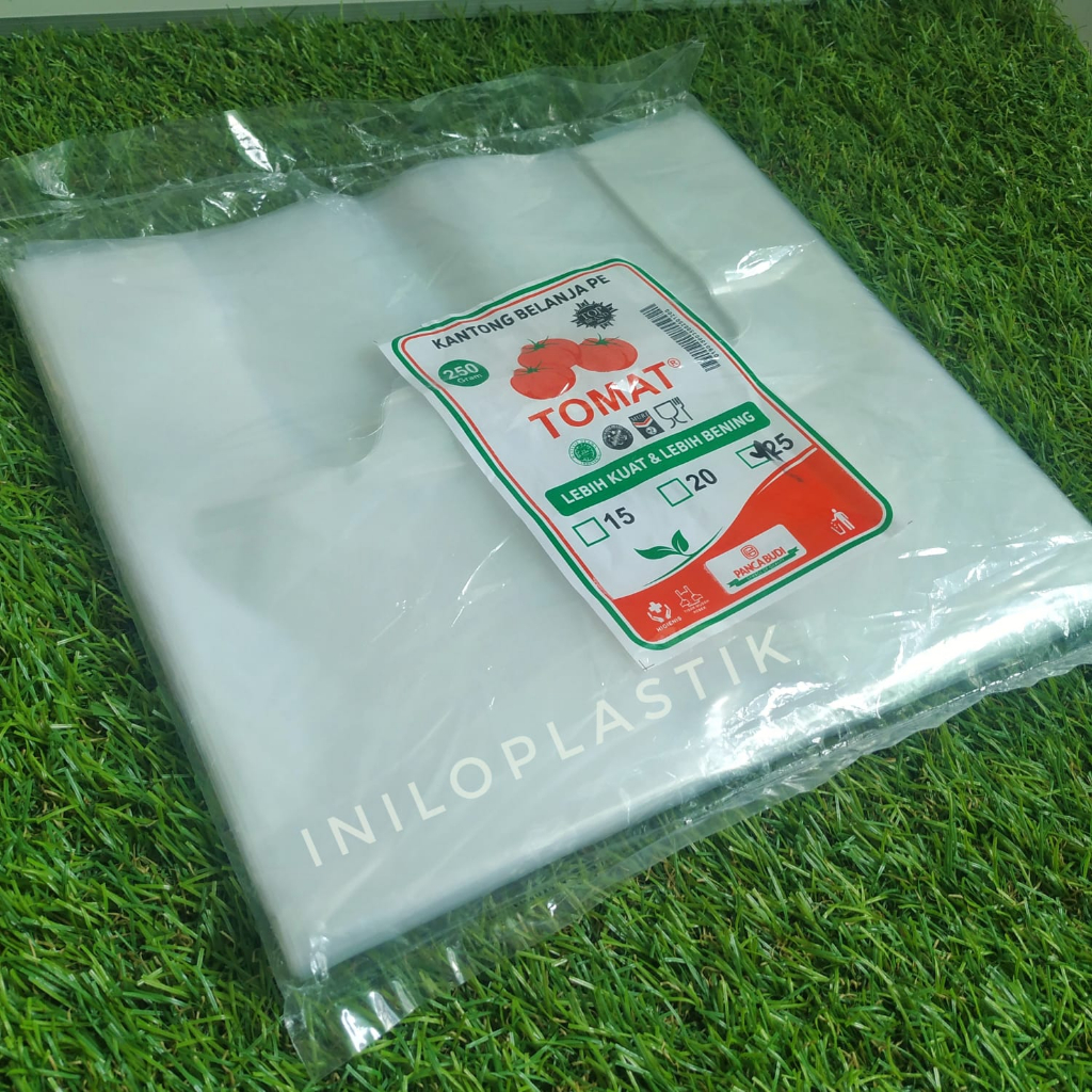 Kantong Belanja PE Tomat Bening 25 / Plastik Kresek Bening / Plastik Kresek PE