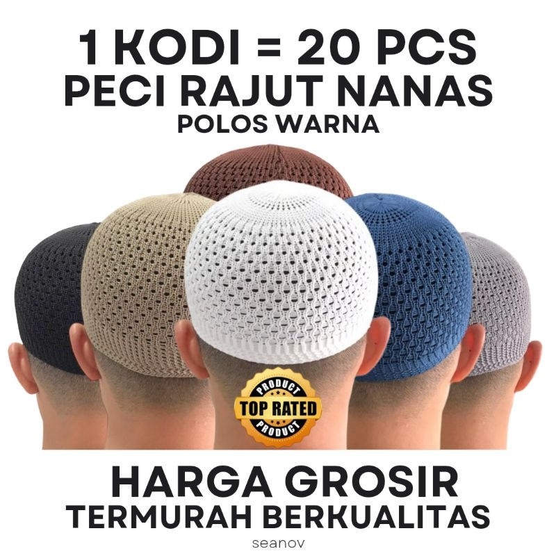 Peci Rajut Kodian Motif Nanas Bahan Polyester Ukuran All Size Dewasa / Peci Rajut Grosir / Peci Haji