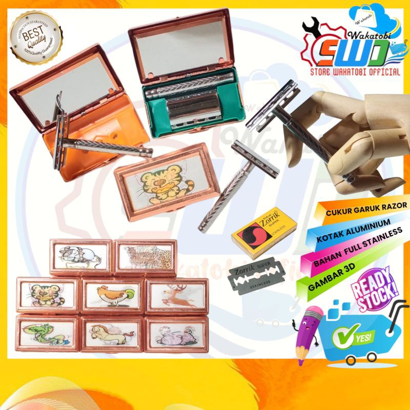 Cukur Garuk Jenggot Besi Garukan Safety Razor Jadul Alat cukuran Kumis Rambut Jengot Classic Kotak G