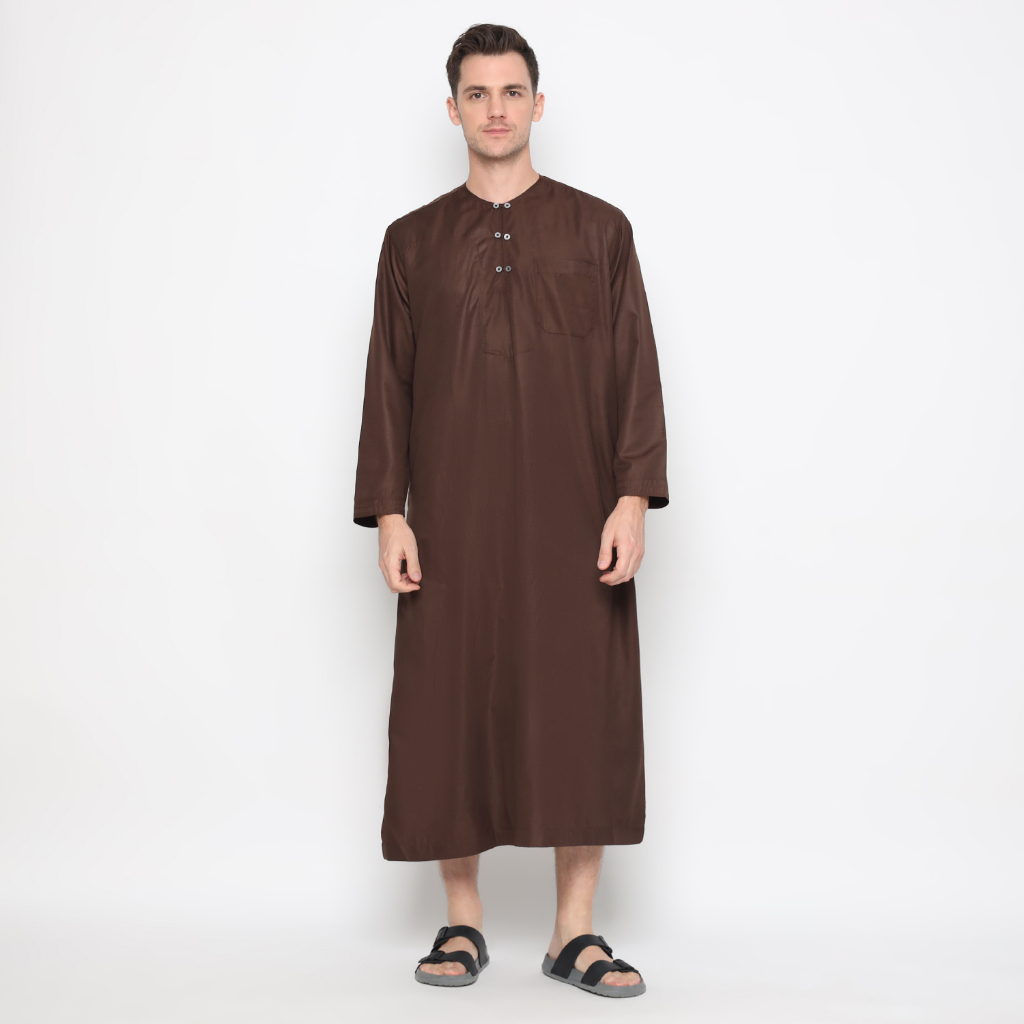 LATAHZAN  JUBAH GAMIS PRIA OBLONG OMAN COKLAT TUA