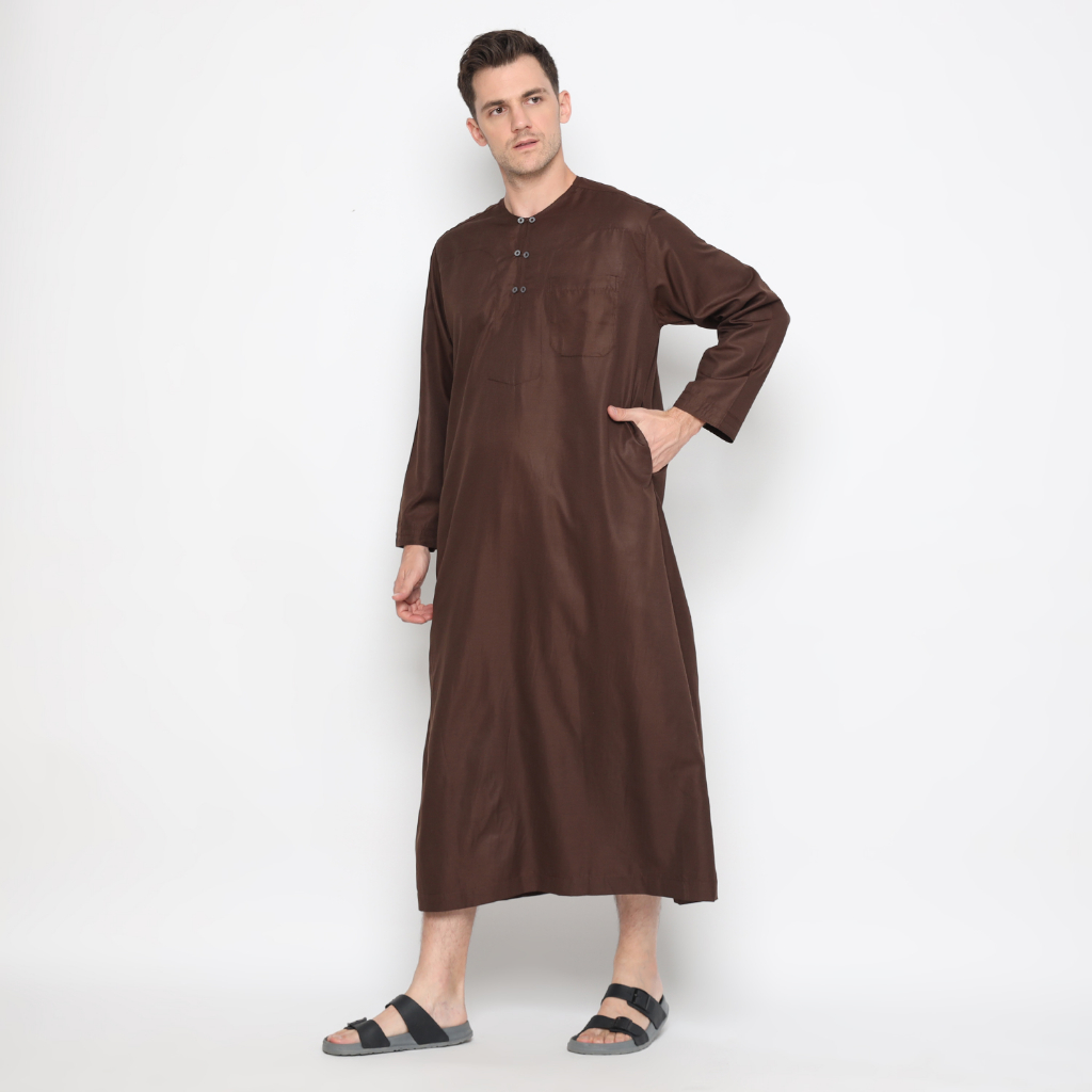 LATAHZAN  JUBAH GAMIS PRIA OBLONG OMAN COKLAT TUA