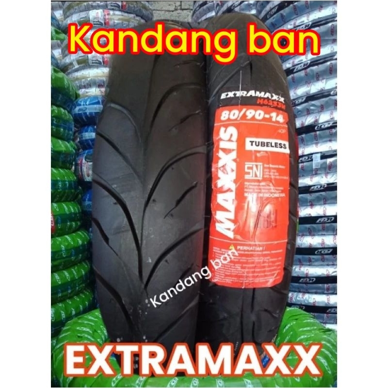 BAN TUBLES MATIC MAXXIS EXTRAMAXX 80/90 RING 14 GRATIS PENTIL,BAN BARU (100% ORIGINAL)