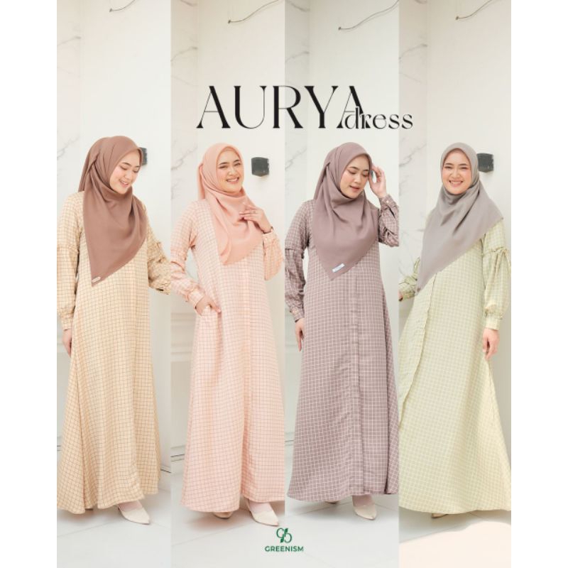 (MLF) AURYA DRESS BY GREENISM GAMIS SYAKILA MOTIF KOTAK KOTAK