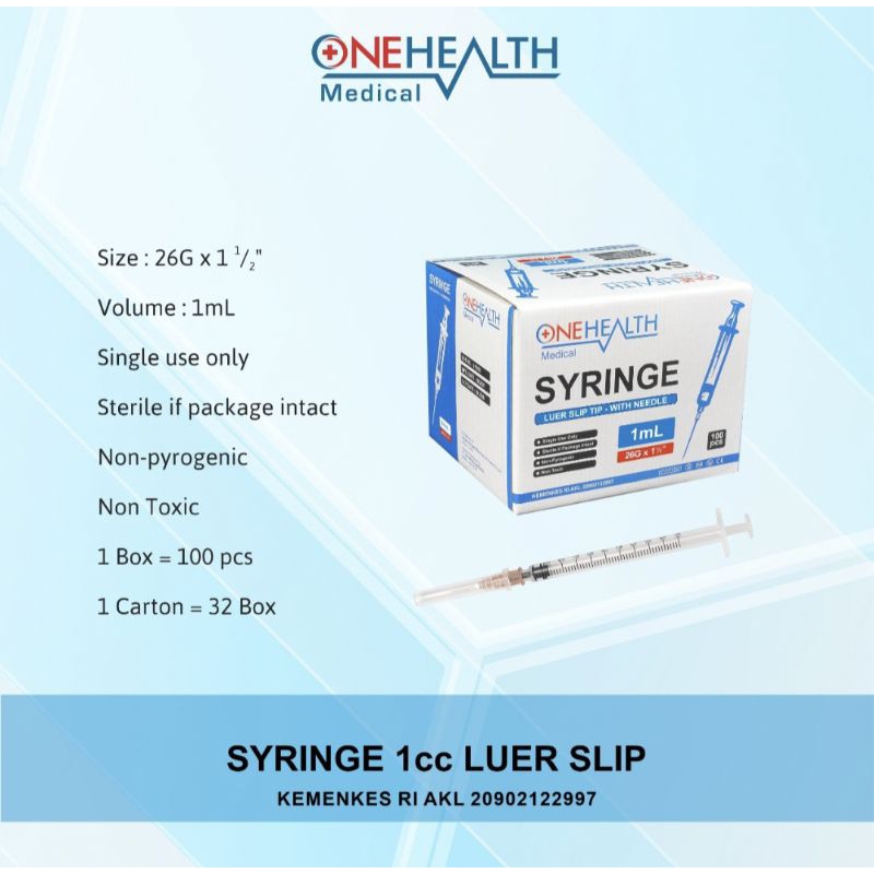 Spuit 1 cc Onehealth / Syringe 1ml Onemed Terumo HARGA PER PCS