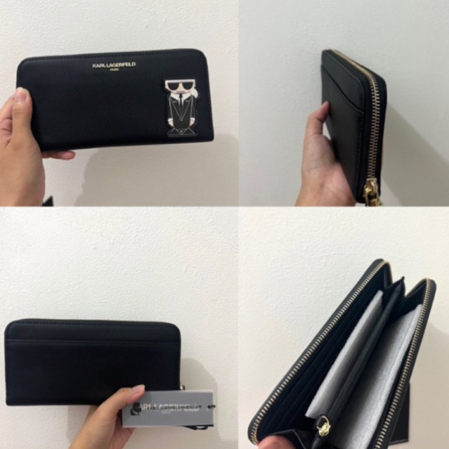 Karl Lagerfeld Black Long Zip Wallet / Dompet Karl Lagerfeld