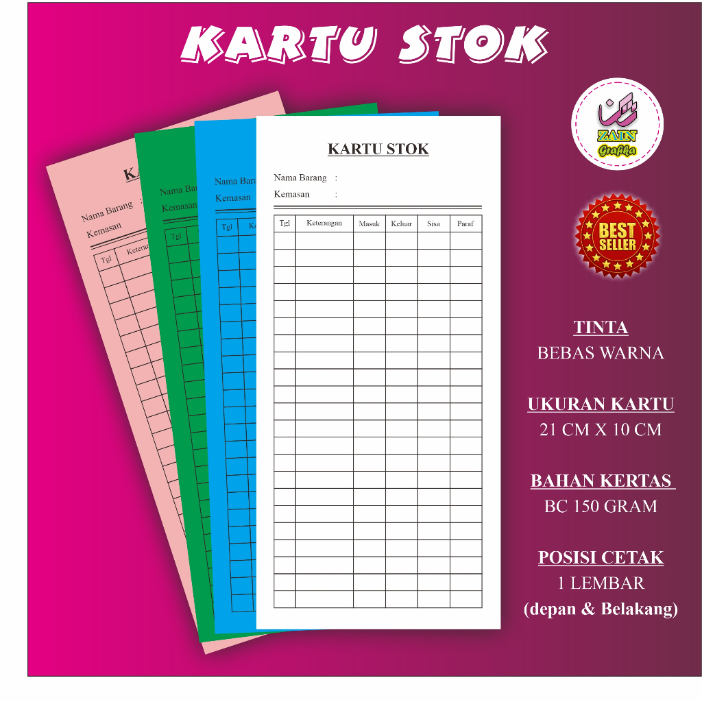 

Kartu Stok Barang Kartu Stock Custom Desain Sesuai Keinginan 100 Lembar Zain Grafika