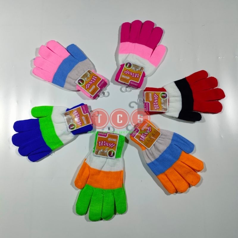 (Grosir) 1 Lusin Sarung Tangan Rajut Warna