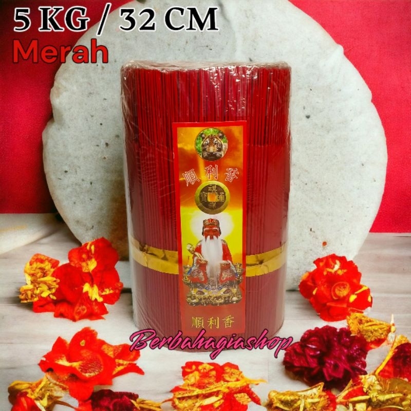 Hio Dupa Merah Isi 5 KG Ukuran Pendek Sembahyang Puja / Dupa Warna Merah / Hio Merah / Hio Sembahyan