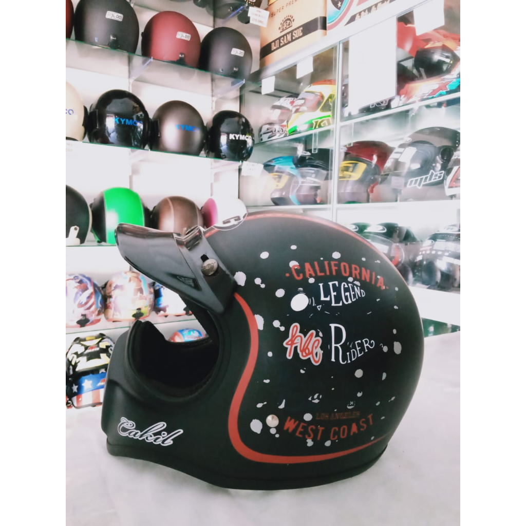 HBC Helm Cakil Full Face Motif California Legend Hitam Doff Standar Keamanan SNICOD+KardusBubbleWrap