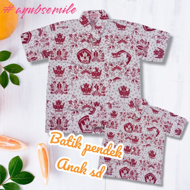 batik sekolah sd lengan pendek