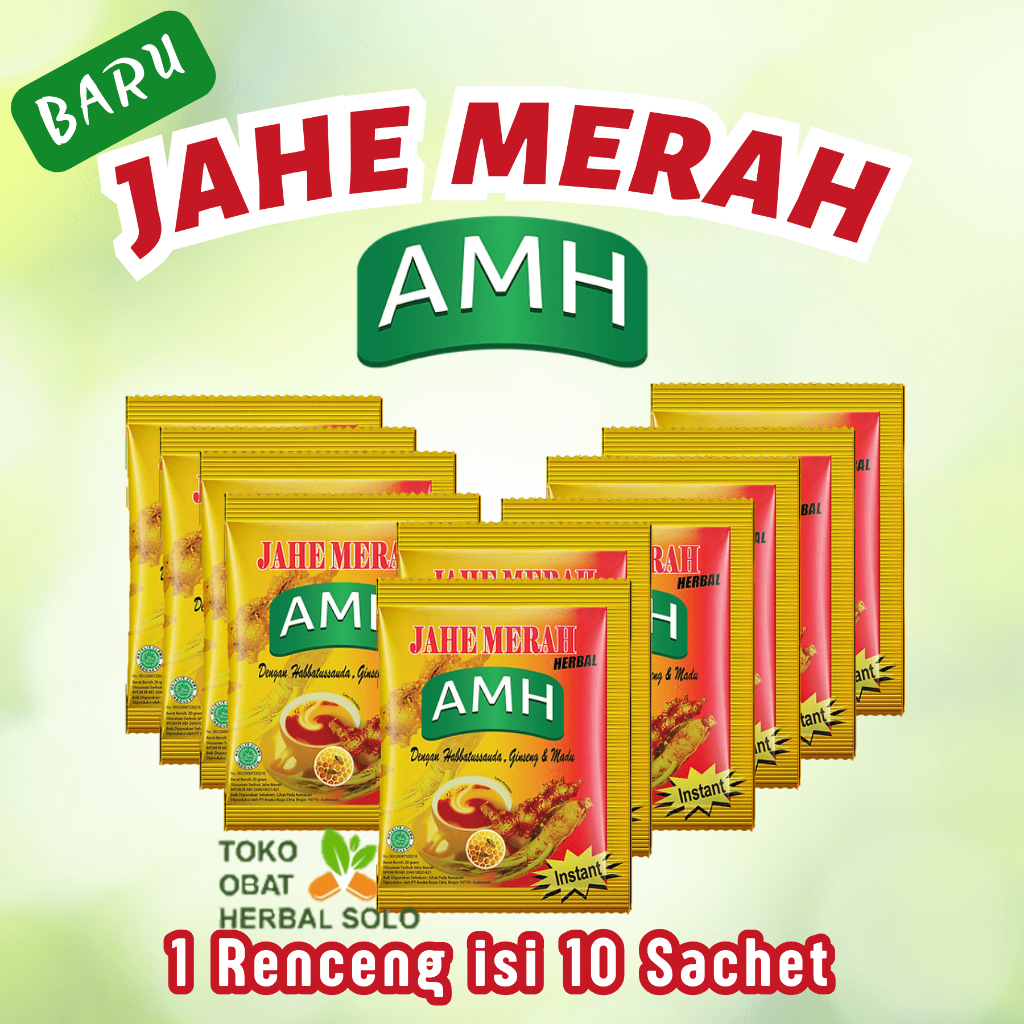 

Jahe Merah AMH Amanah instan Renceng Isi 10 Sachet Asli Original Serbuk Tinggal Seduh Plus Habbatusauda Ginseng Dan Madu Untuk Stamina Daya Tahan Tubuh Obati Masuk Angin Perut Kembung Dan Mual