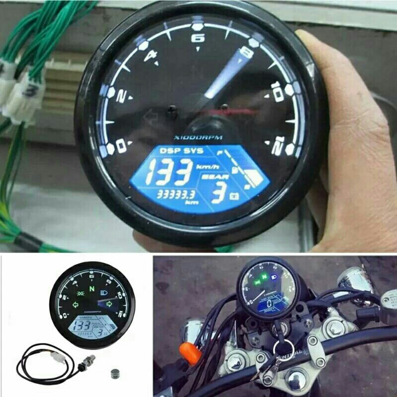 Speedometer digital bulat universal harley rxking cb tiger