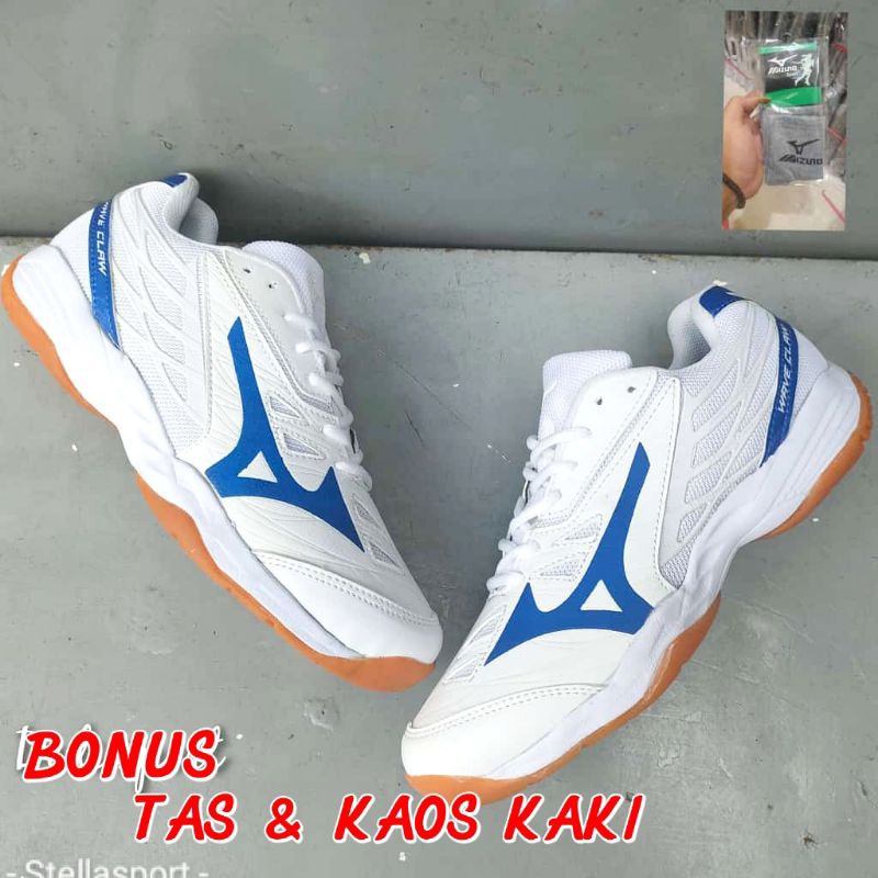 Sepatu Mizuno Wave Claw sepatu badminton Mizuno Bonus Tas + kaos kaki