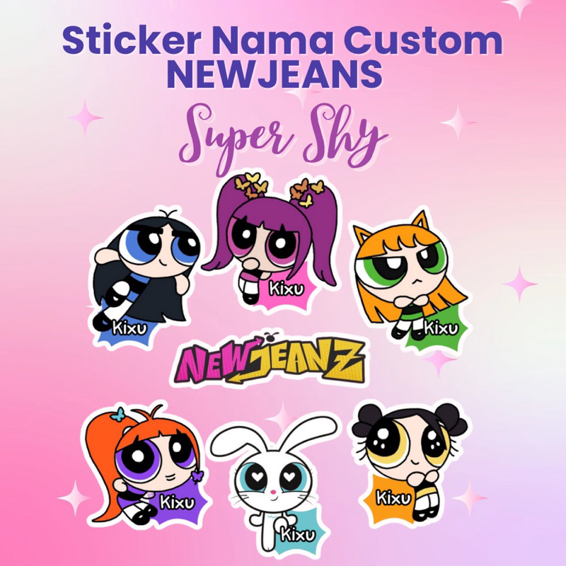 

NEWJEANS SUPER SHY Sticker Nama Custom Waterproof