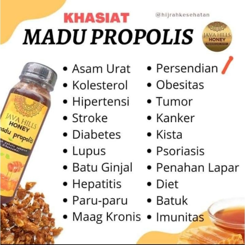 

madu propolis untuk sakit asam urat, gulah darah tinggi dan memperlambat sel kanker javahills honey | madu propolis 330gr