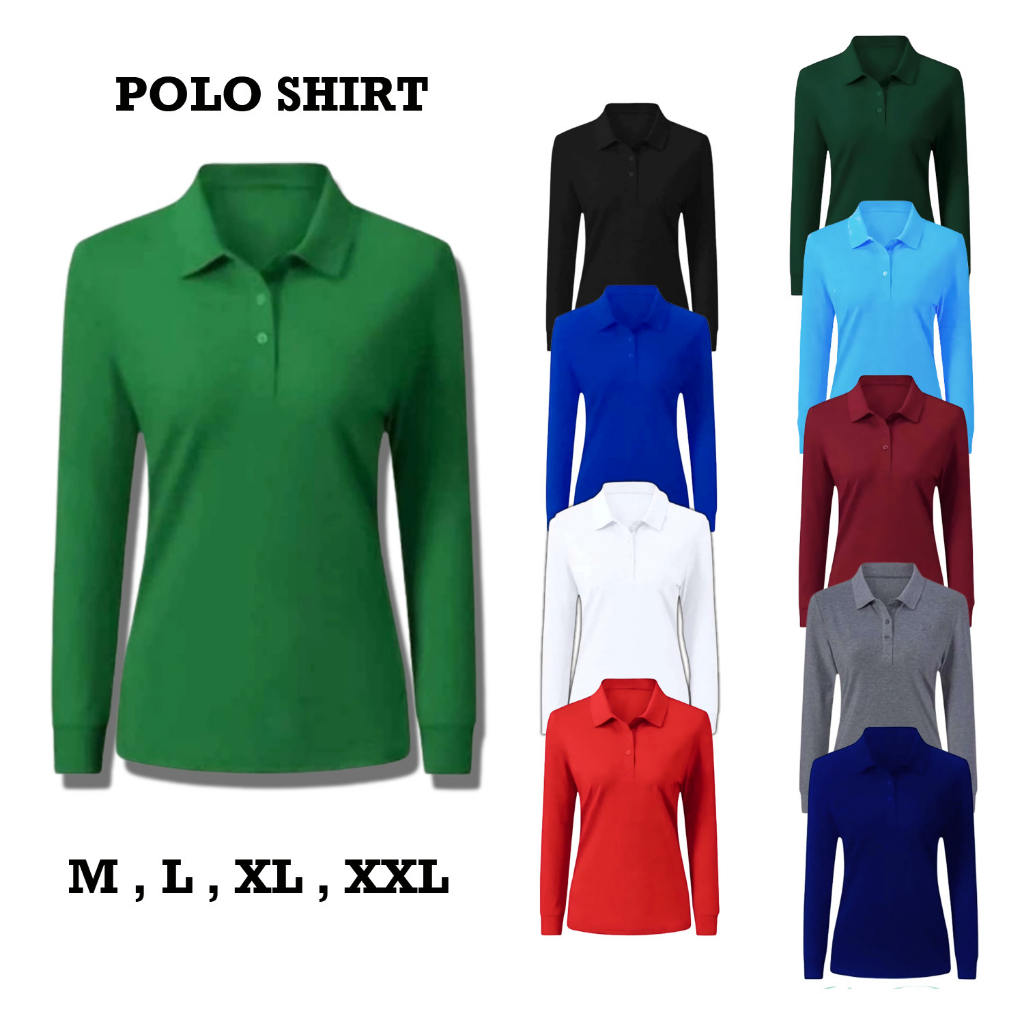 Baju kaos polo lengan panjang / baju kaos polo pria dan wanita / baju kaos kerah lengan panjang / ba