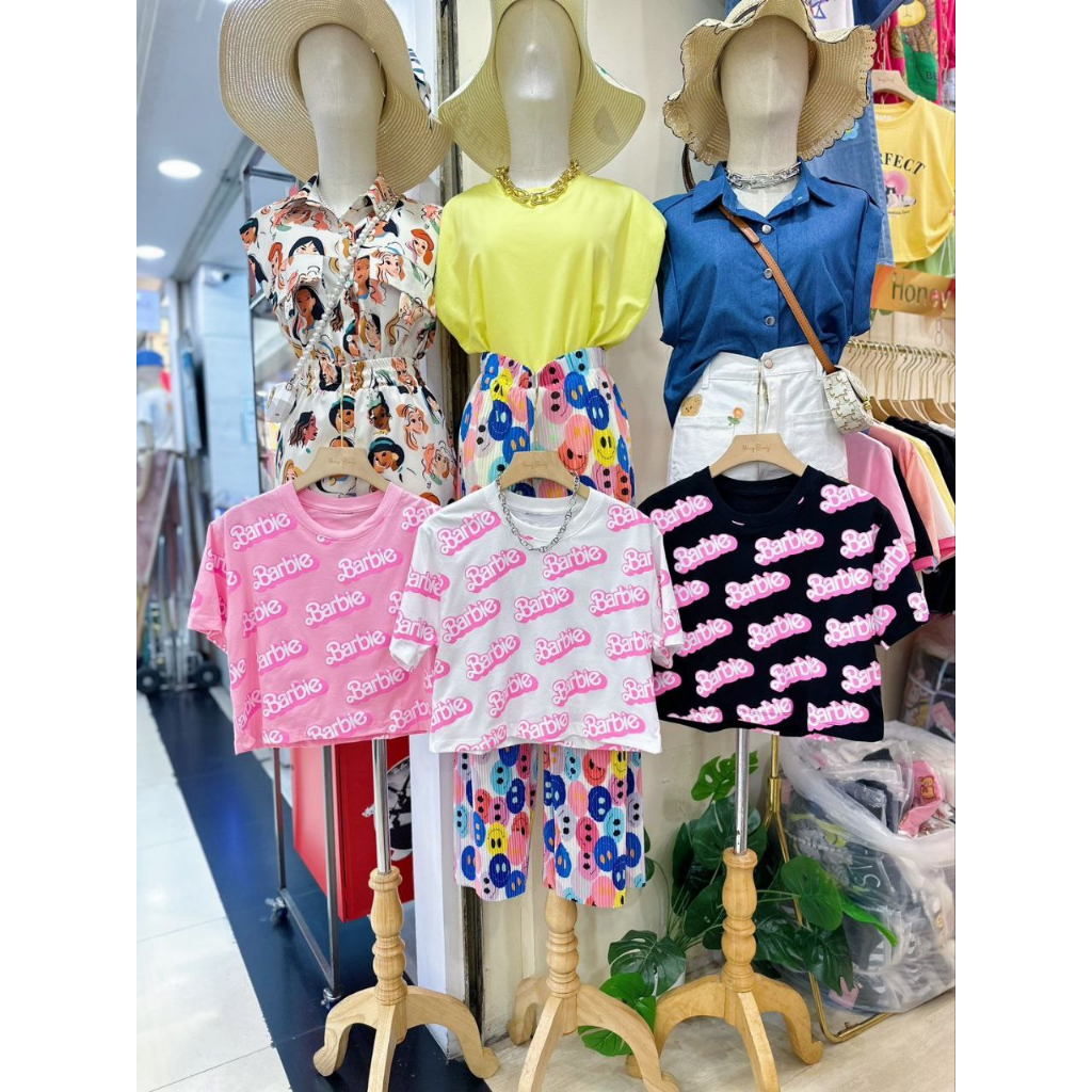 HB007 Crop Top Tulisan Barbie