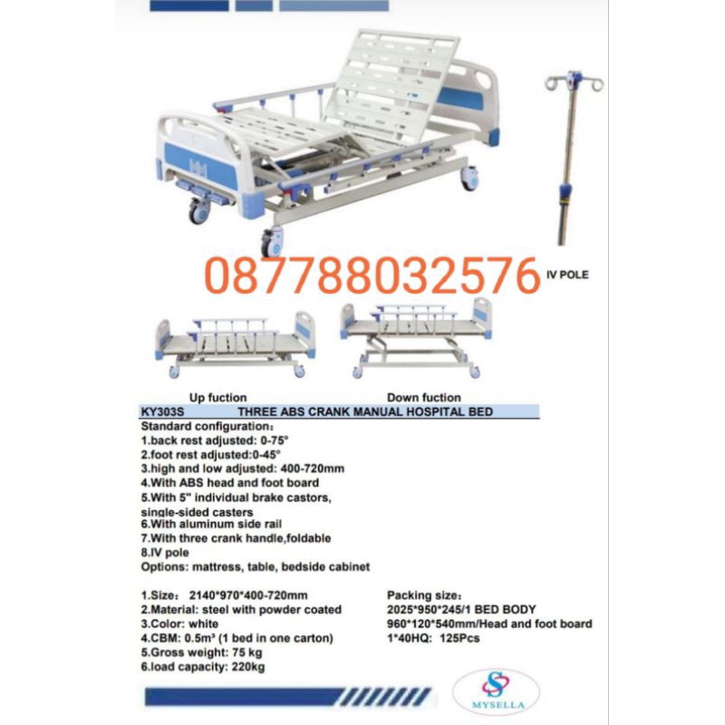 hospital bed Ranjang rumah sakit 3 engkol Abs murah