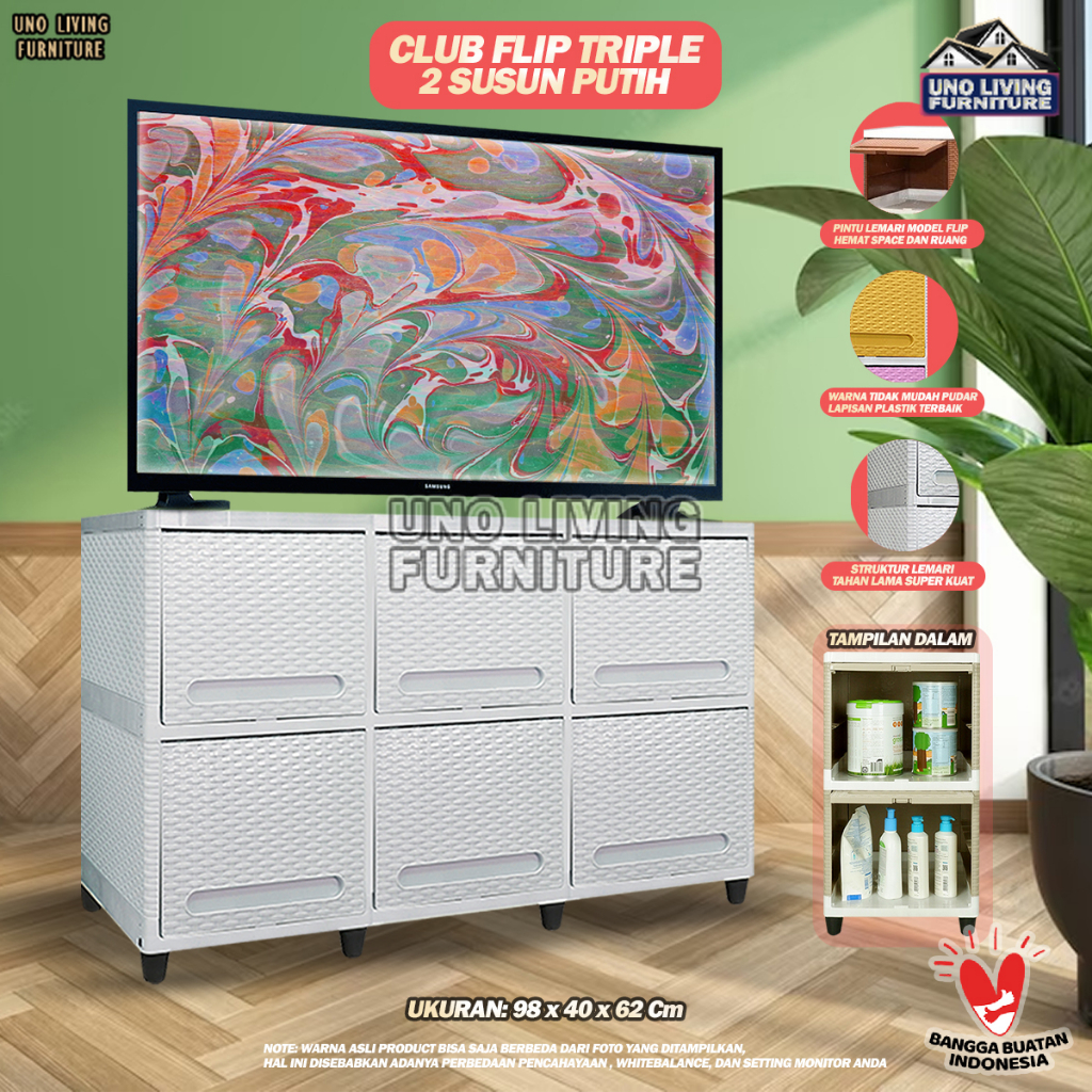 LEMARI PLASTIK TRIPLE CLUB FLIP TRIPLE DUCK SUSUN 2 MEJA TV MINIMALIS Lemari Plastik Club Flip Tripl