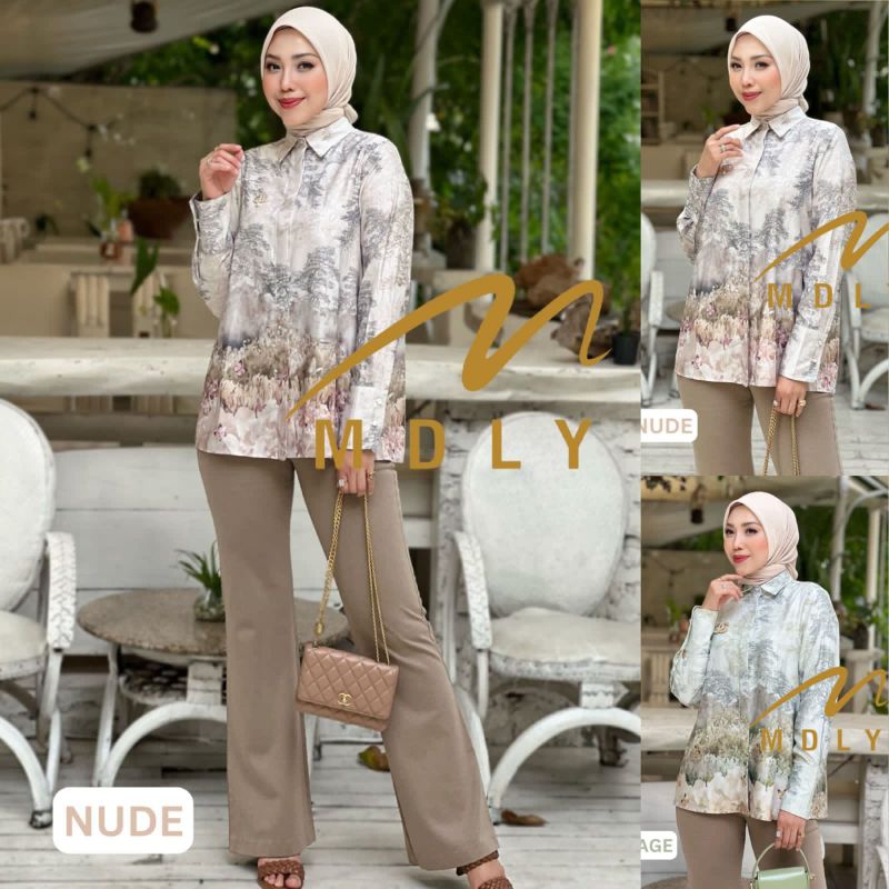 MDLY  Baju kemeja atasan wanita Foresta Top by Mdly.