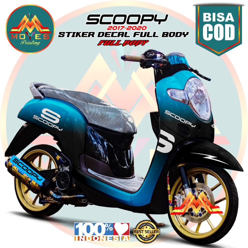 stiker scoopy decal stiker motor scoopy full body scoopy 2017-2020 motig warna gradasi