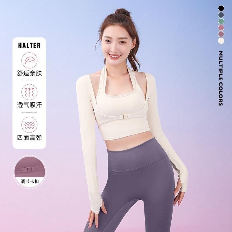 Set pakaian baju senam lengan panjang wanita Baju gesper MT