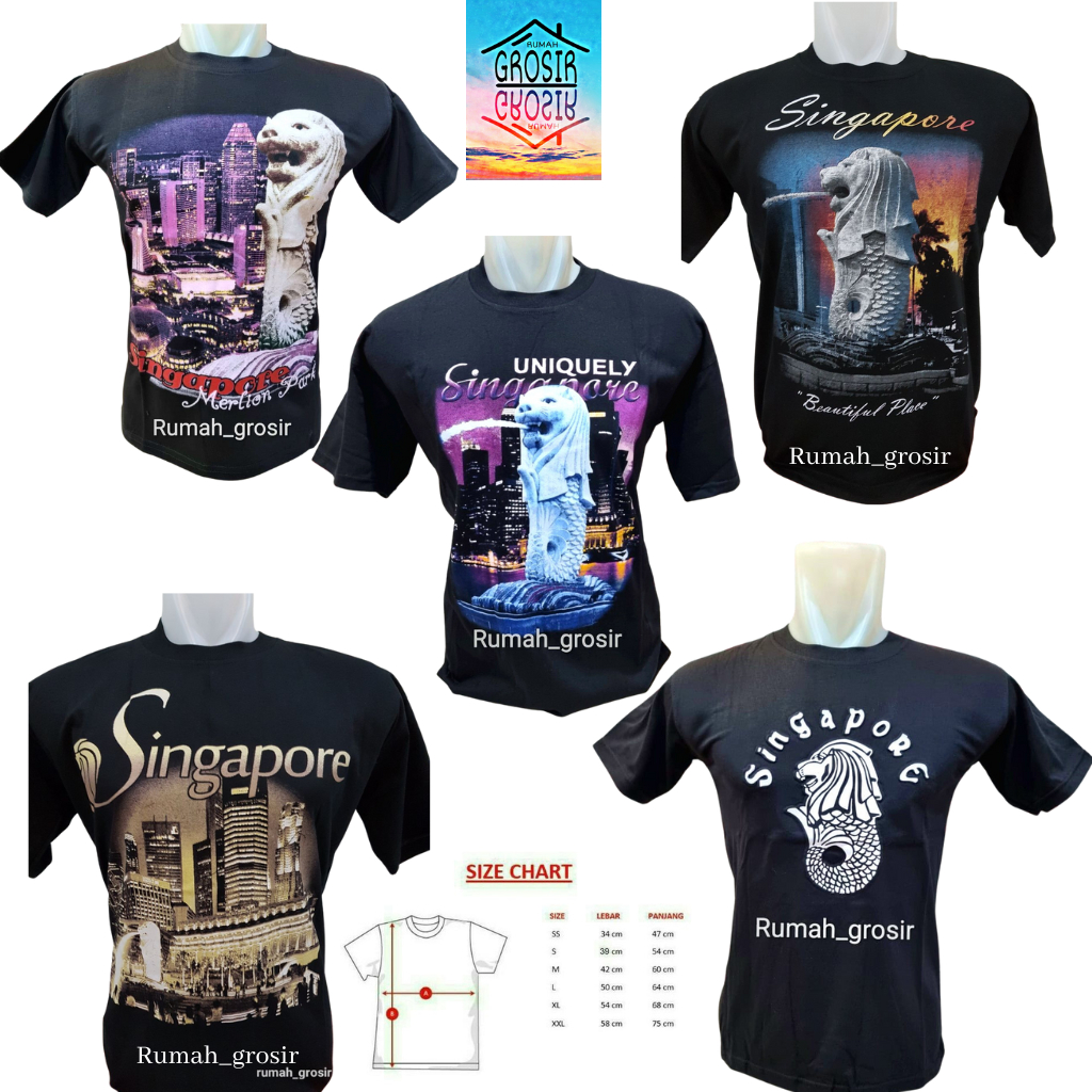 Kaos Souvenir Singapore Singapura Hitam Oleh Oleh Singapura