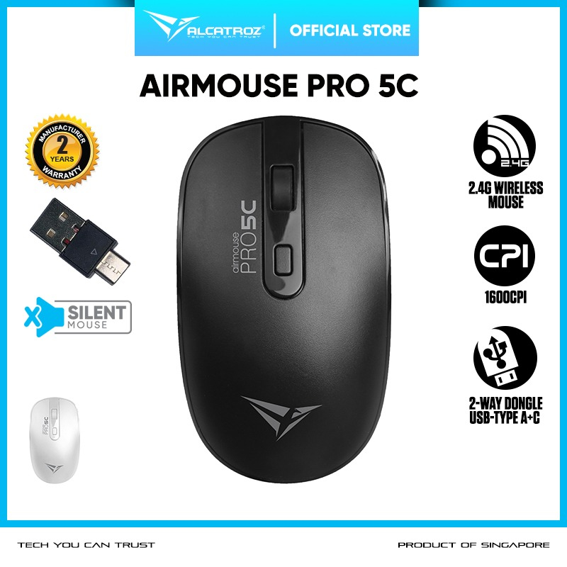 Mouse Wireless Alcatroz AirMouse Pro 5C Silent Click Wireless Mo