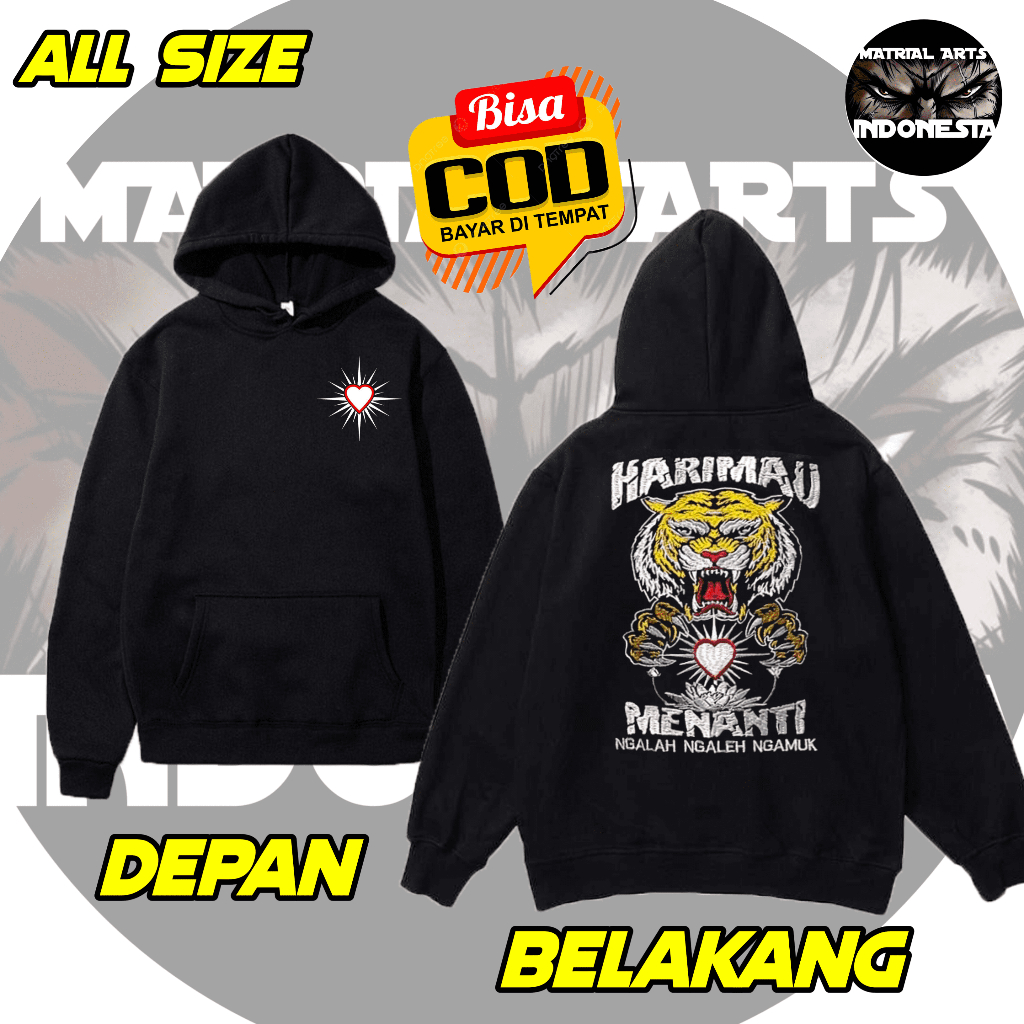 jaket hoodie psht full bordir harimau menanti - hoodie psht full bordir