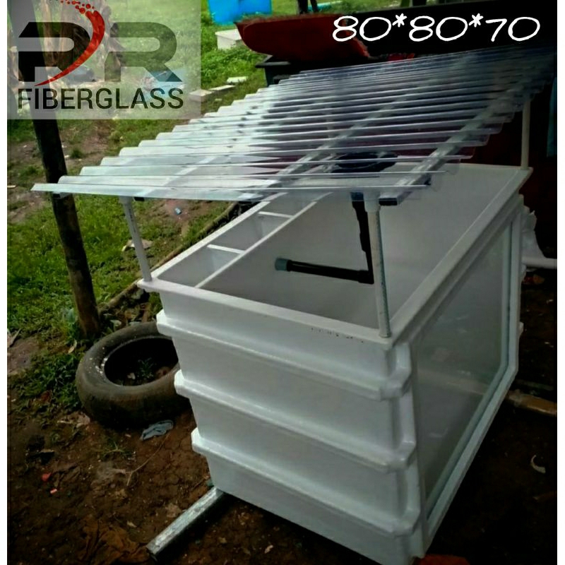 kolam fiber kaca plus atap