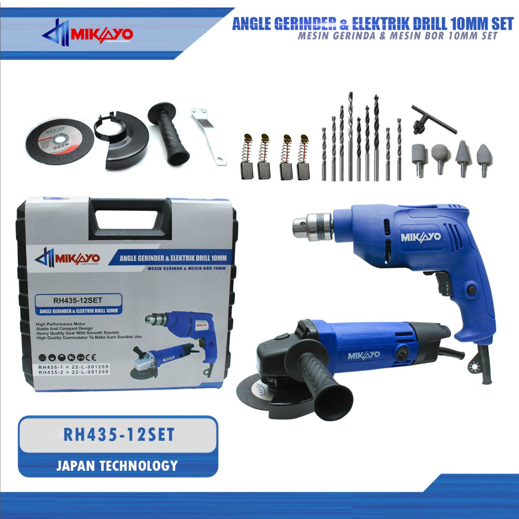 NEW PROMO PAKET GERINDA + BOR 10MM VARIABLE SPEED / GERINDA TANGAN / MESIN BOR BOLAK BALIK / Set Ger