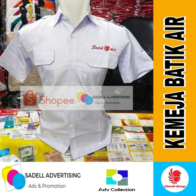 Kemeja Batik Air Seragam Batik Air Putih PDH Lengan Pendek Pria