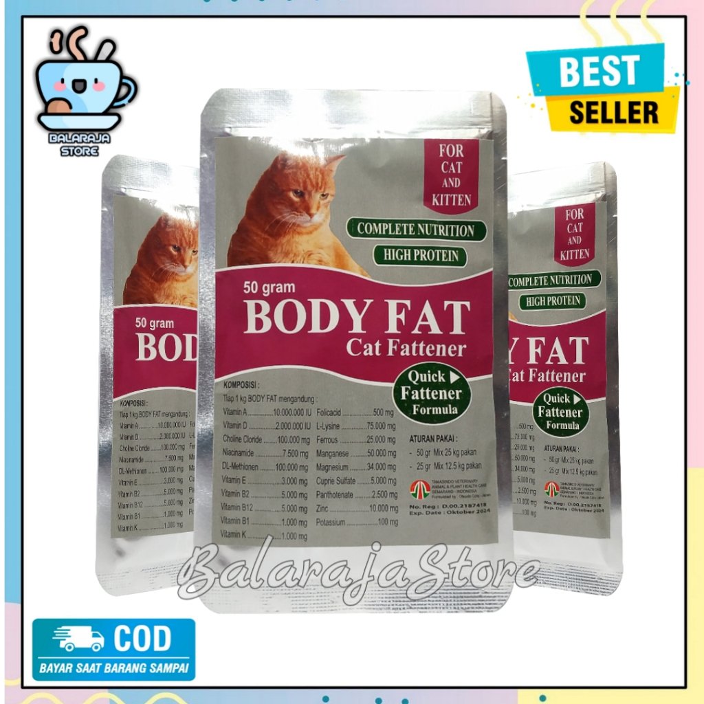 Vitamin Kucing Kurus Obat Gemuk Booster Penambah Berat Badan Kitten Body Fat 50 gram