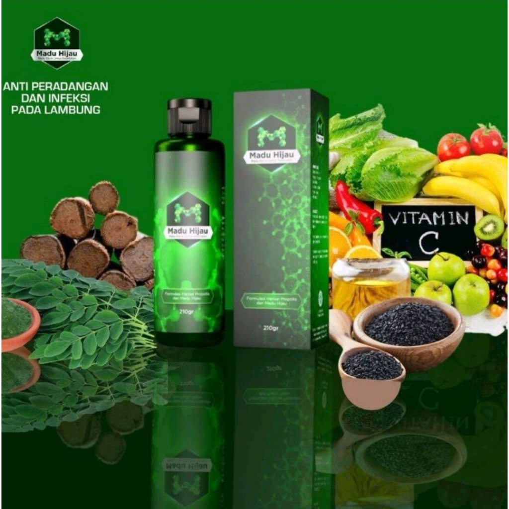 

BISA COD 100% ASLI ORIGINAL Madu hijau asli herbal asam lambung dan maag 210gr logo M original