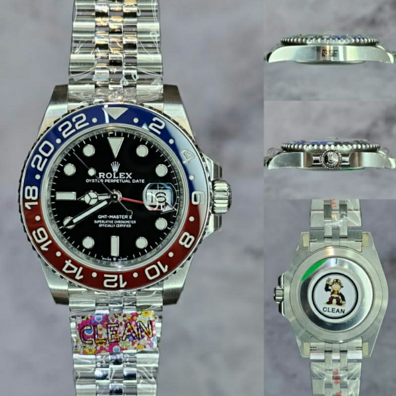 Jam tangan Pria Automatic Swiss Clean Factory GMT Rootbeer Pepsi Batman Stainless steel