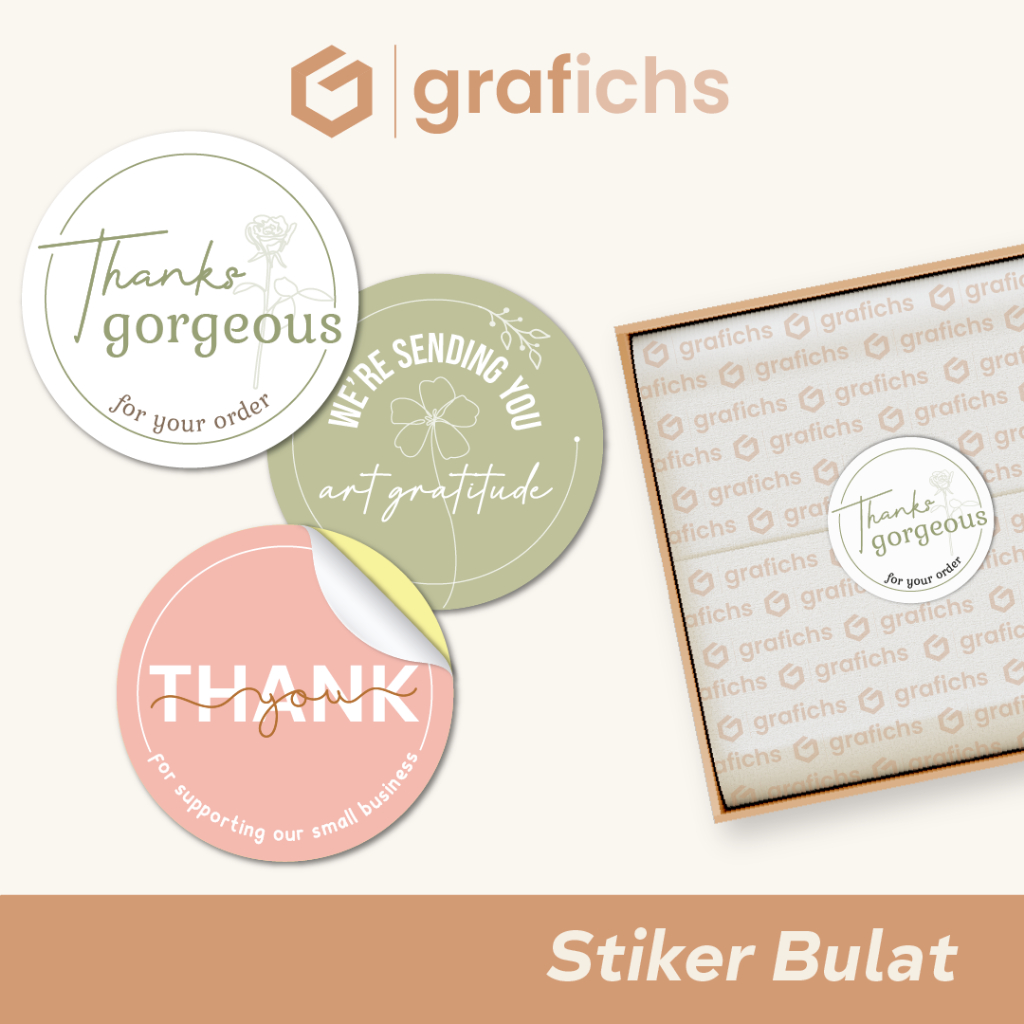 

[54 pcs] Stiker Bulat Label Olshop Custom Free Desain Template LB01 - LB08 by Grafichs