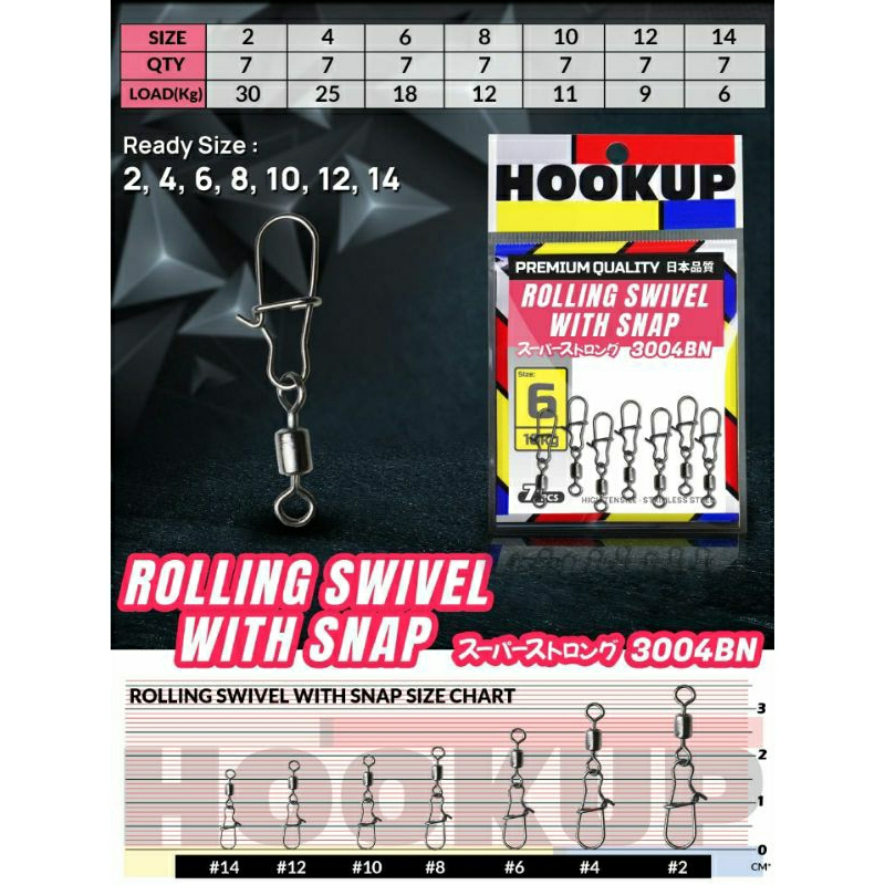 Rolling swivel with snap HookUp 3004BN Peniti + kili - kili HookUp Untuk Pancing