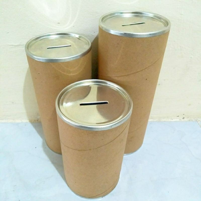 Celengan Komposit Polos Tanpa Sticker Tinggi 17cm - Celengan Permanen Buka Tutup - Celengan Target