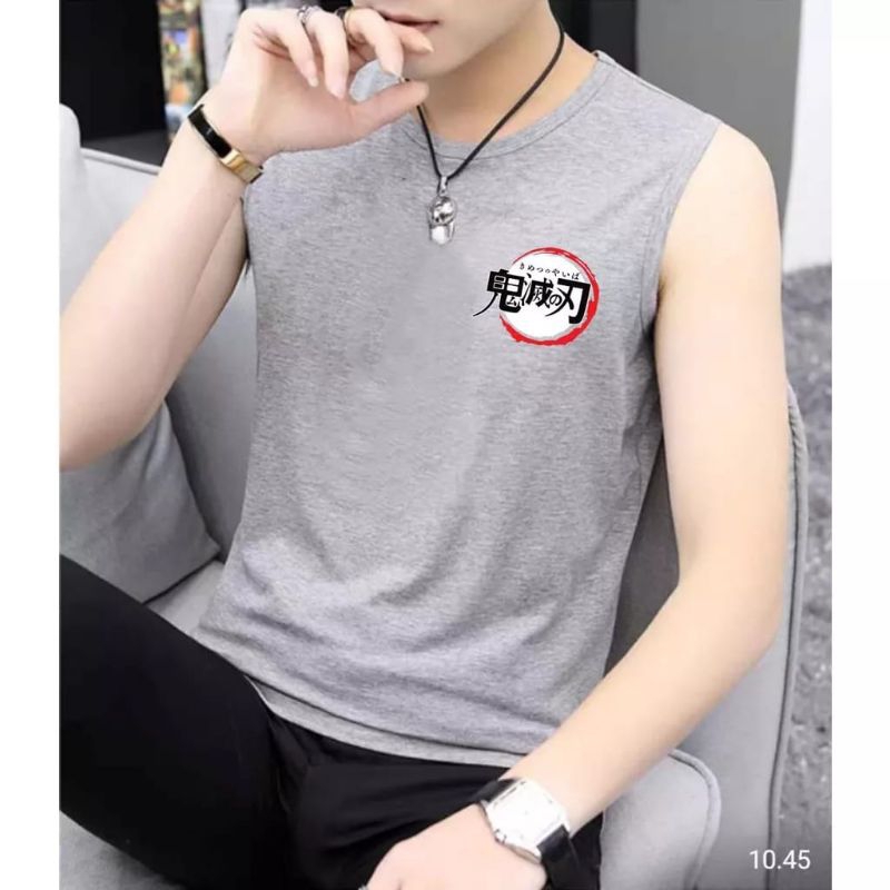 Kaos Singlet Pria Logo Kanji Korea Terbaru II Singlet Pria Kekinian II Kaos Tanktop Pria II Kaos Dal