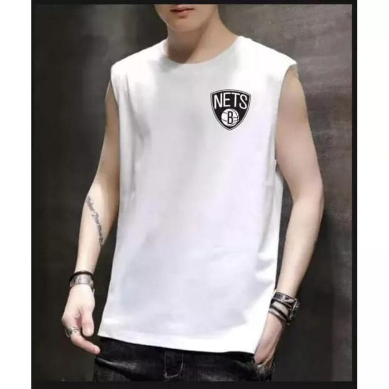 Baju Singlet Pria Logo Nets Basket II Tanktop Pria Basket Nba II Kaos Singlet Pria Nba