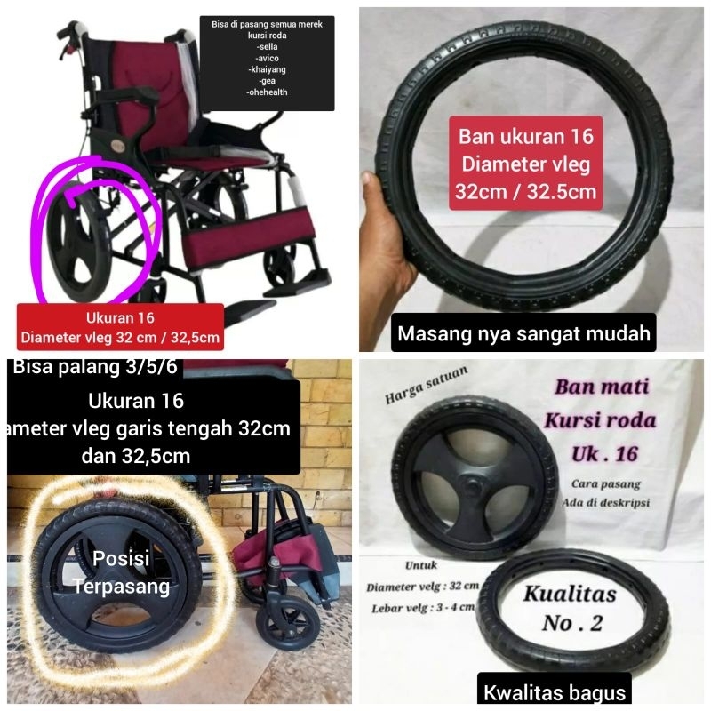 ban kursi roda uk 16/sperpart kursi roda uk 16 ban kursi kursi roda travel ukuran 16 diameter vleg 3