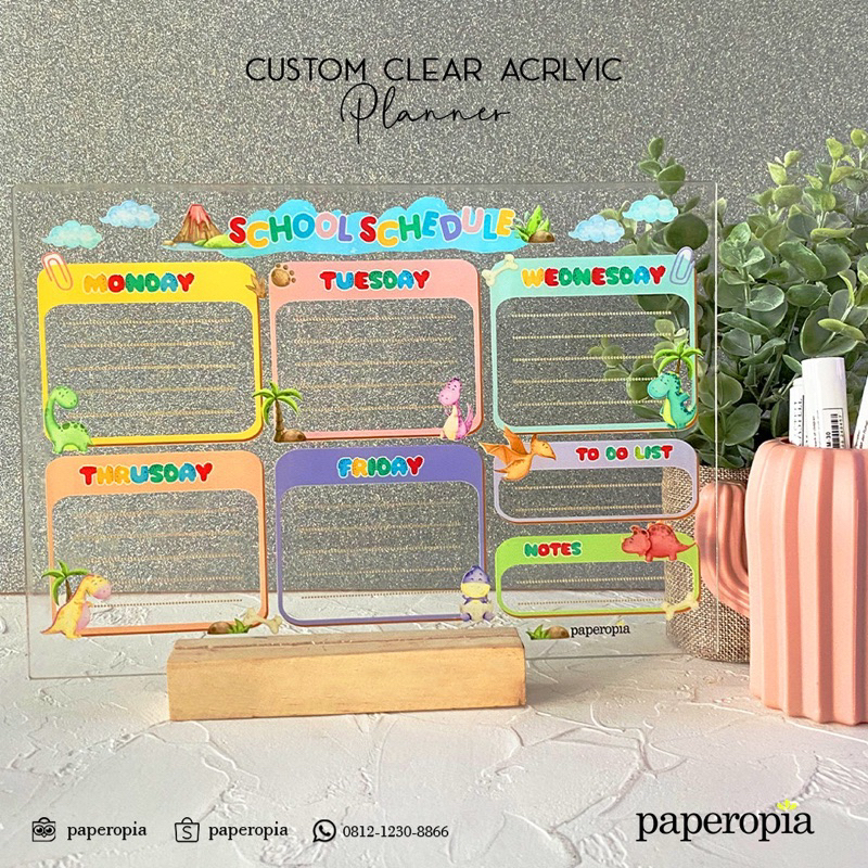 

acrylic planner , papan jadwal akrilik , kids planner board paperopia